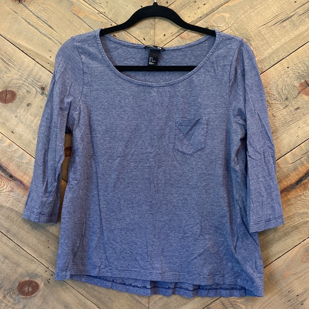 H&M Basics Blue Pocket Shirt S